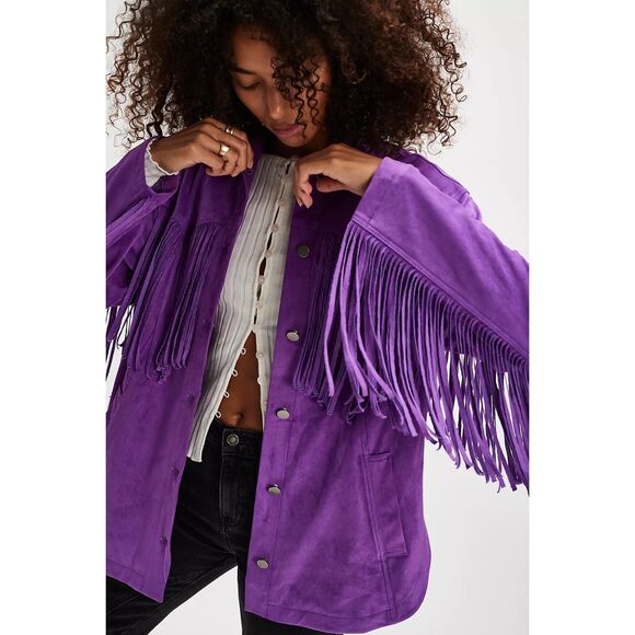 Free People Jackets & Blazers - New Free People We The Free vegan suede fringed jacket L